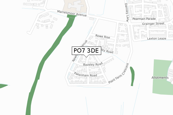 PO7 3DE map - large scale - OS Open Zoomstack (Ordnance Survey)