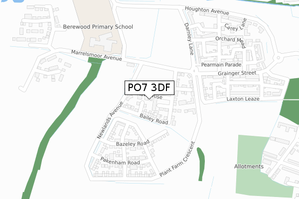 PO7 3DF map - large scale - OS Open Zoomstack (Ordnance Survey)