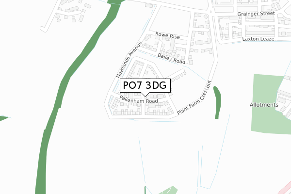 PO7 3DG map - large scale - OS Open Zoomstack (Ordnance Survey)