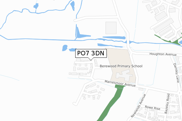 PO7 3DN map - large scale - OS Open Zoomstack (Ordnance Survey)