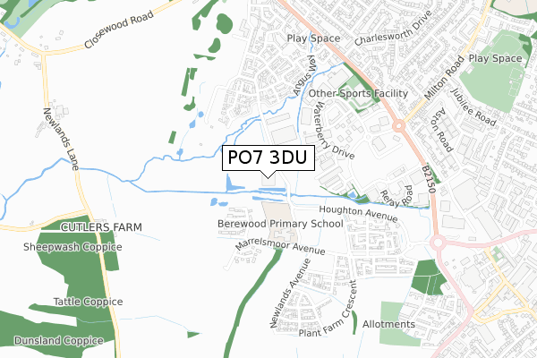 PO7 3DU map - small scale - OS Open Zoomstack (Ordnance Survey)