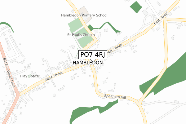 PO7 4RJ map - large scale - OS Open Zoomstack (Ordnance Survey)