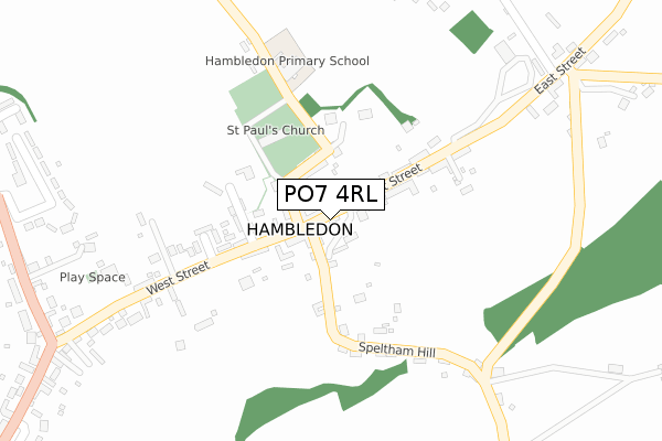 PO7 4RL map - large scale - OS Open Zoomstack (Ordnance Survey)