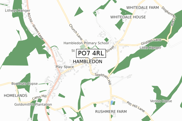 PO7 4RL map - small scale - OS Open Zoomstack (Ordnance Survey)