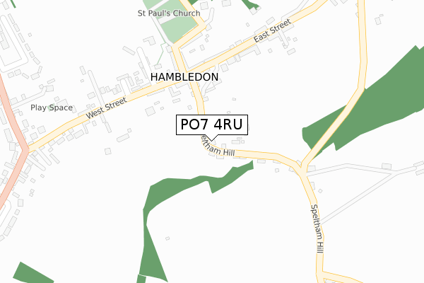 PO7 4RU map - large scale - OS Open Zoomstack (Ordnance Survey)