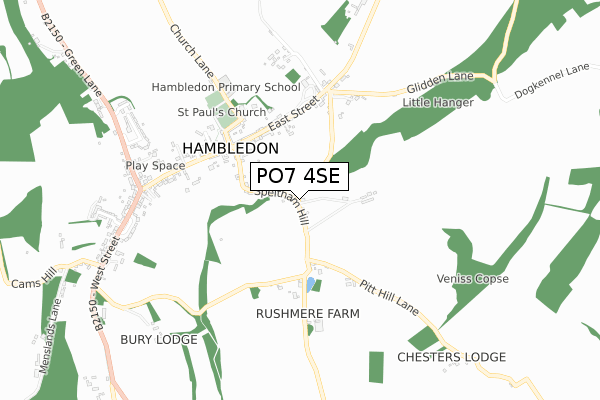 PO7 4SE map - small scale - OS Open Zoomstack (Ordnance Survey)