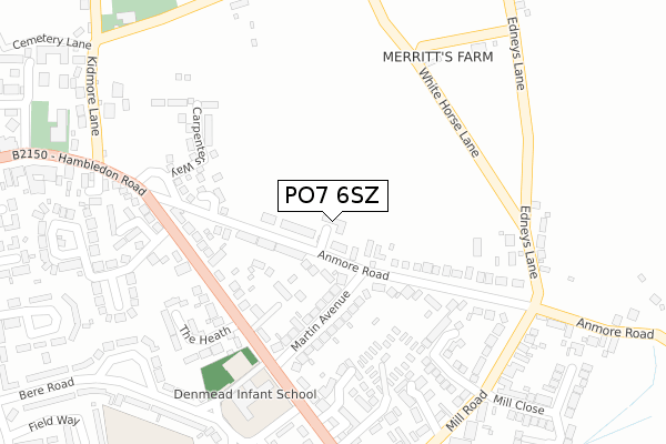 PO7 6SZ map - large scale - OS Open Zoomstack (Ordnance Survey)