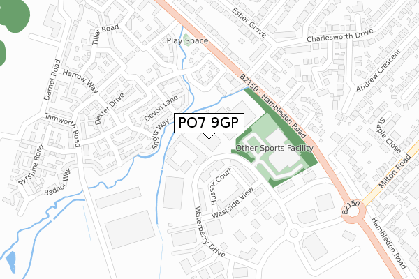 PO7 9GP map - large scale - OS Open Zoomstack (Ordnance Survey)