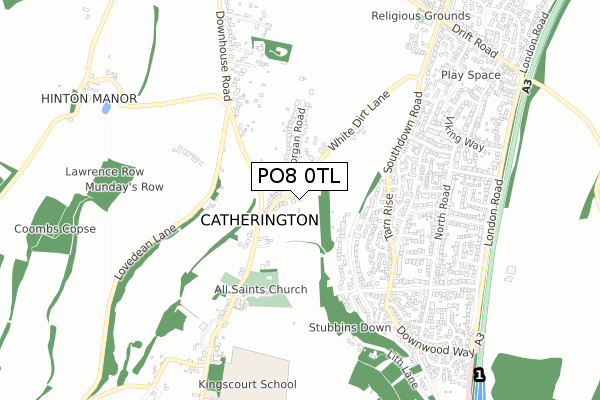 PO8 0TL map - small scale - OS Open Zoomstack (Ordnance Survey)