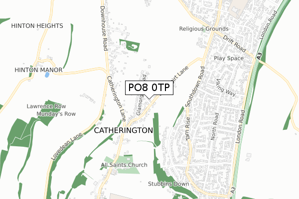 PO8 0TP map - small scale - OS Open Zoomstack (Ordnance Survey)