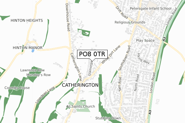 PO8 0TR map - small scale - OS Open Zoomstack (Ordnance Survey)