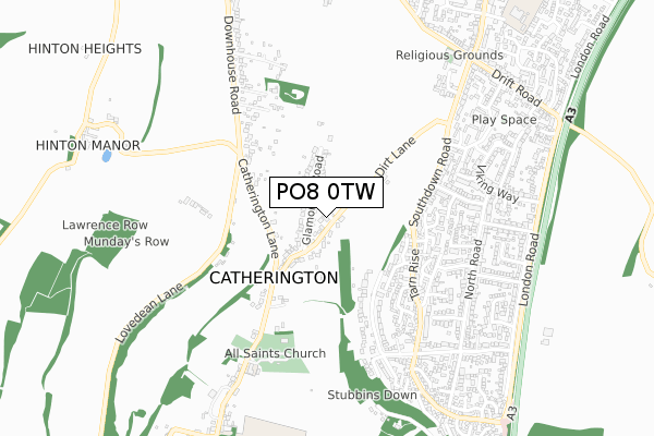 PO8 0TW map - small scale - OS Open Zoomstack (Ordnance Survey)