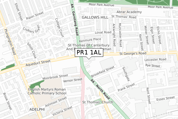 PR1 1AL map - large scale - OS Open Zoomstack (Ordnance Survey)