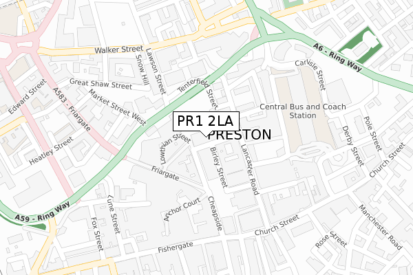 PR1 2LA map - large scale - OS Open Zoomstack (Ordnance Survey)