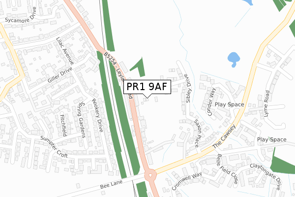 PR1 9AF map - large scale - OS Open Zoomstack (Ordnance Survey)