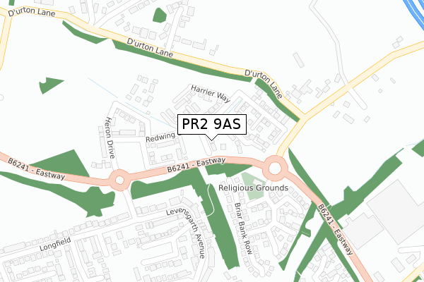 PR2 9AS map - large scale - OS Open Zoomstack (Ordnance Survey)