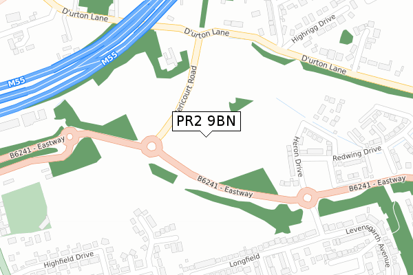 PR2 9BN map - large scale - OS Open Zoomstack (Ordnance Survey)