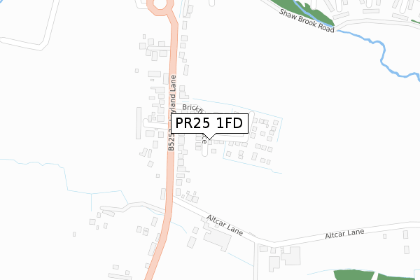 PR25 1FD map - large scale - OS Open Zoomstack (Ordnance Survey)