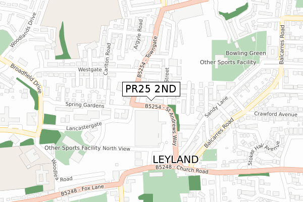 PR25 2ND map - large scale - OS Open Zoomstack (Ordnance Survey)