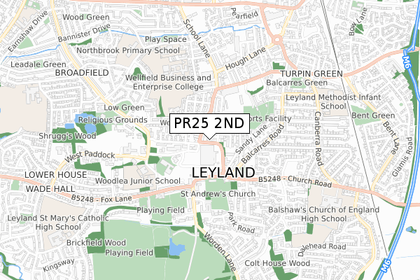 PR25 2ND map - small scale - OS Open Zoomstack (Ordnance Survey)