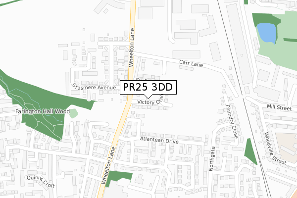 PR25 3DD map - large scale - OS Open Zoomstack (Ordnance Survey)