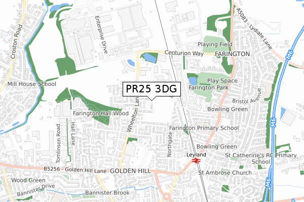 PR25 3DG map - small scale - OS Open Zoomstack (Ordnance Survey)