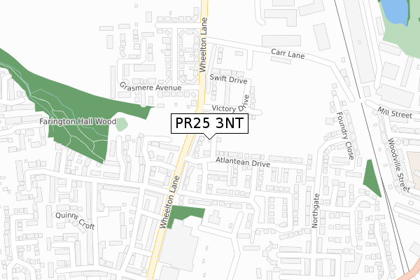 PR25 3NT map - large scale - OS Open Zoomstack (Ordnance Survey)