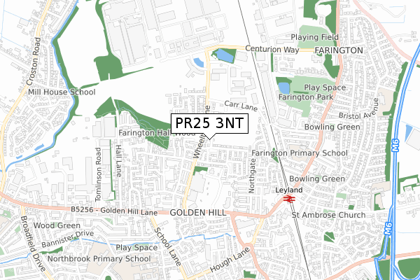 PR25 3NT map - small scale - OS Open Zoomstack (Ordnance Survey)