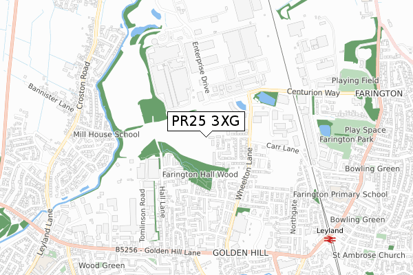 PR25 3XG map - small scale - OS Open Zoomstack (Ordnance Survey)