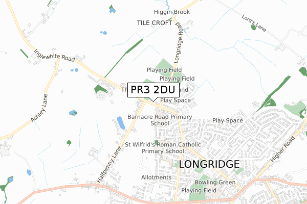 PR3 2DU map - small scale - OS Open Zoomstack (Ordnance Survey)