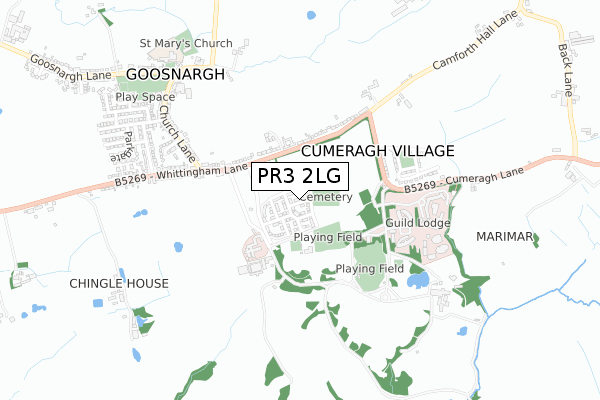 PR3 2LG map - small scale - OS Open Zoomstack (Ordnance Survey)