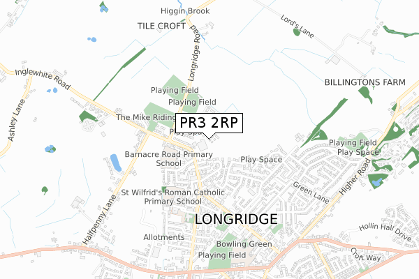 PR3 2RP map - small scale - OS Open Zoomstack (Ordnance Survey)