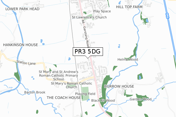 PR3 5DG map - small scale - OS Open Zoomstack (Ordnance Survey)