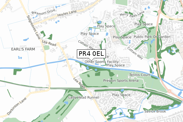 PR4 0EL map - small scale - OS Open Zoomstack (Ordnance Survey)