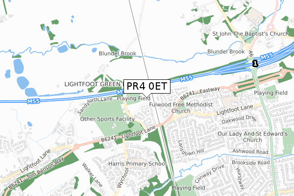 PR4 0ET map - small scale - OS Open Zoomstack (Ordnance Survey)