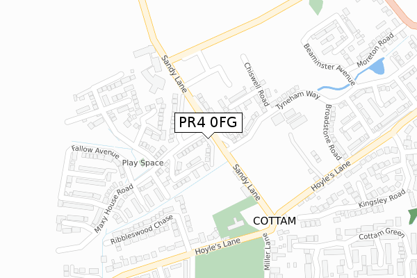 PR4 0FG map - large scale - OS Open Zoomstack (Ordnance Survey)