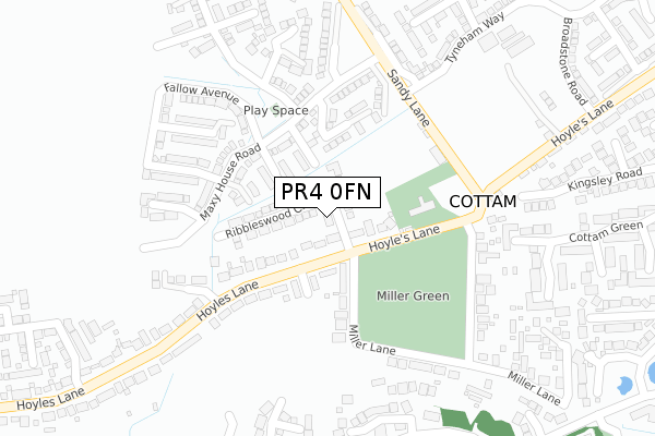 PR4 0FN map - large scale - OS Open Zoomstack (Ordnance Survey)