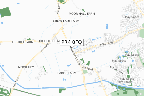 PR4 0FQ map - small scale - OS Open Zoomstack (Ordnance Survey)