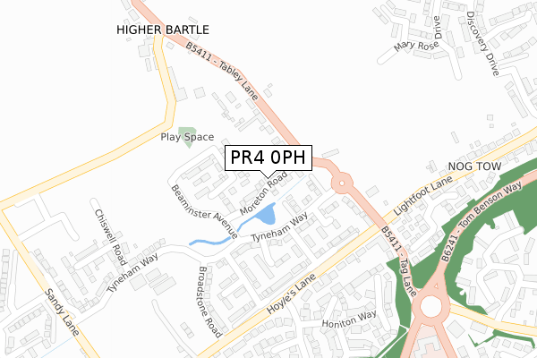 PR4 0PH map - large scale - OS Open Zoomstack (Ordnance Survey)