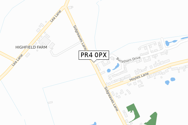 PR4 0PX map - large scale - OS Open Zoomstack (Ordnance Survey)