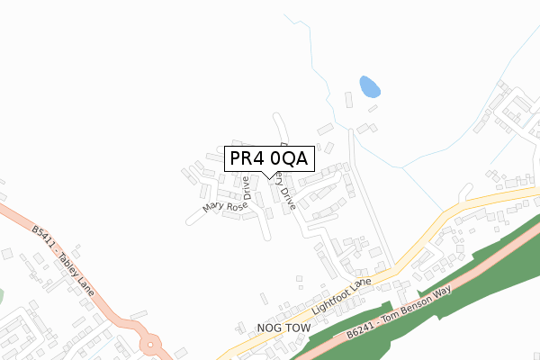 PR4 0QA map - large scale - OS Open Zoomstack (Ordnance Survey)