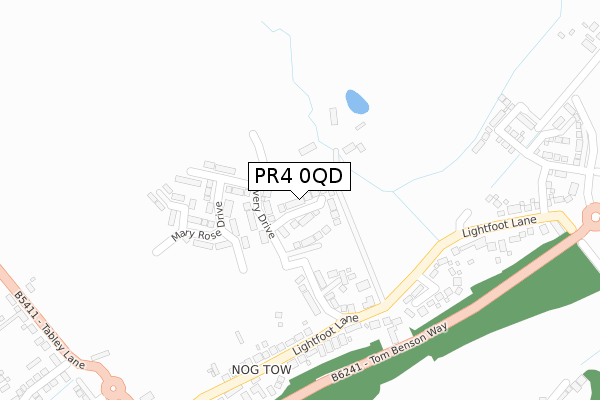 PR4 0QD map - large scale - OS Open Zoomstack (Ordnance Survey)