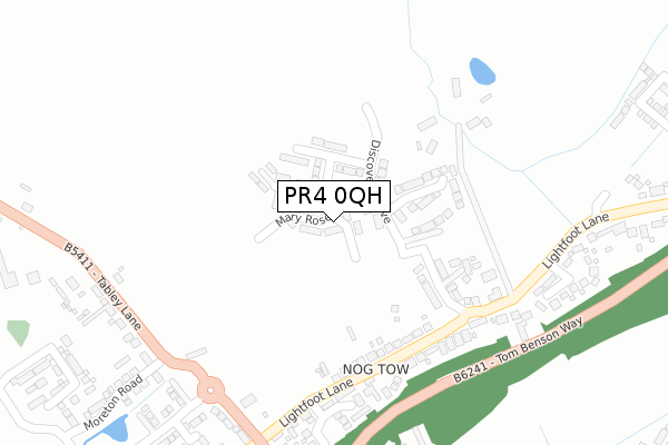 PR4 0QH map - large scale - OS Open Zoomstack (Ordnance Survey)