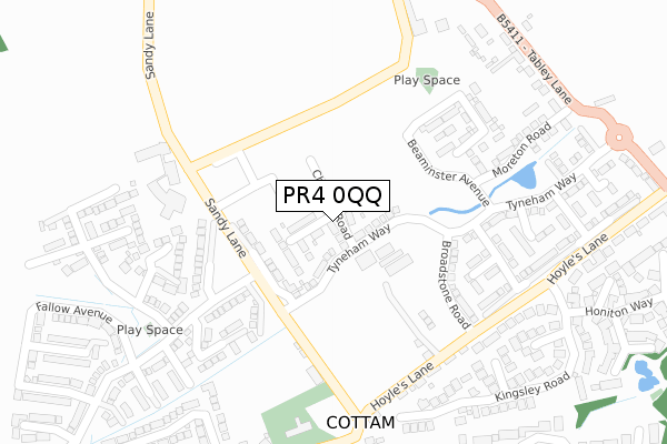 PR4 0QQ map - large scale - OS Open Zoomstack (Ordnance Survey)