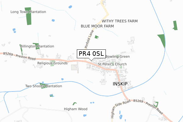 PR4 0SL map - small scale - OS Open Zoomstack (Ordnance Survey)