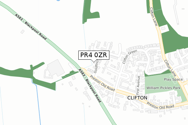 PR4 0ZR map - large scale - OS Open Zoomstack (Ordnance Survey)