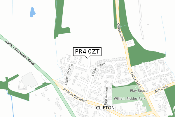 PR4 0ZT map - large scale - OS Open Zoomstack (Ordnance Survey)