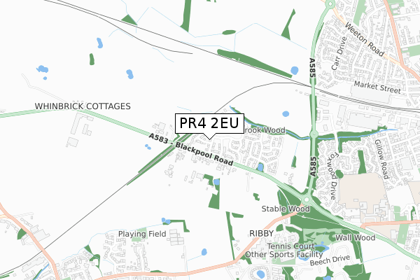 PR4 2EU map - small scale - OS Open Zoomstack (Ordnance Survey)