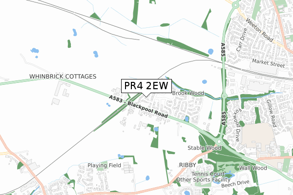 PR4 2EW map - small scale - OS Open Zoomstack (Ordnance Survey)