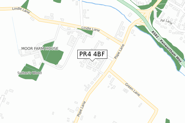 PR4 4BF map - large scale - OS Open Zoomstack (Ordnance Survey)